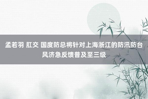 孟若羽 肛交 国度防总将针对上海浙江的防汛防台风济急反馈普及至三级