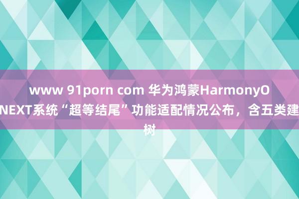 www 91porn com 华为鸿蒙HarmonyOS NEXT系统“超等结尾”功能适配情况公布，含五类建树