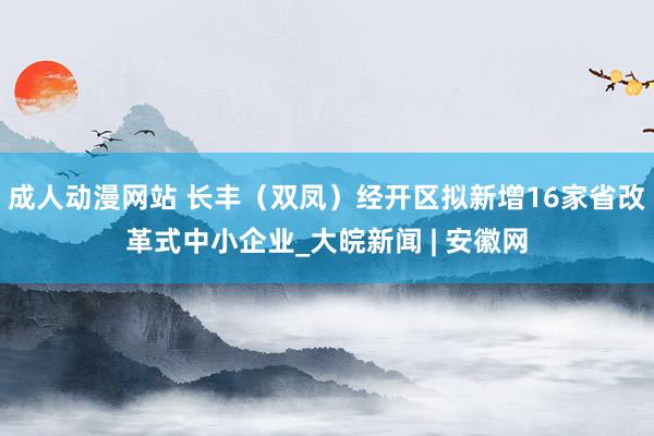 成人动漫网站 长丰（双凤）经开区拟新增16家省改革式中小企业_大皖新闻 | 安徽网