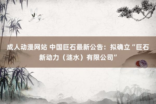 成人动漫网站 中国巨石最新公告：拟确立“巨石新动力（涟水）有限公司”