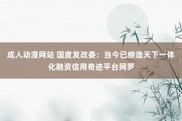 成人动漫网站 国度发改委：当今已缔造天下一体化融资信用奇迹平台网罗