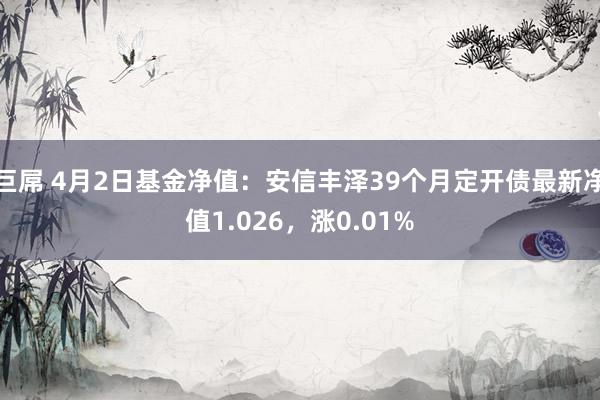 巨屌 4月2日基金净值：安信丰泽39个月定开债最新净值1.026，涨0.01%