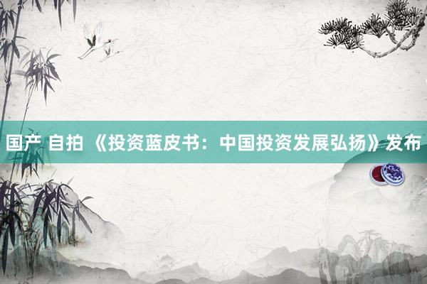 国产 自拍 《投资蓝皮书：中国投资发展弘扬》发布